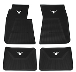 58-60 Front And Rear Floor Mats, Black With White Emblem