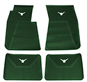 58-60 Front And Rear Floor Mats, Green With White Emblem