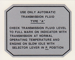 55-57 Automatic Transmission Decal, (Glove Box)
