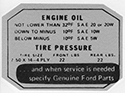 57 Engine Oil/Tire Pressure Decal