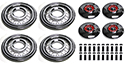 (4)55-56 Simulated Wire Wheel Covers, Red Centers