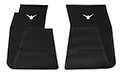55-60 Front Floor Mats, Black With White Emblem, Pair