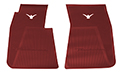 55-60 Front Floor Mats, Red With White Emblem, Pair