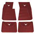 58-60 Front And Rear Floor Mats, Red With White Emblem