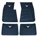 58-60 Front And Rear Floor Mats, Blue With White Emblem