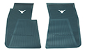 55-60 Front Floor Mats, Aqua With White Emblem