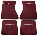 64-66 Front And Rear Floor Mats, Burgundy With White Emblem